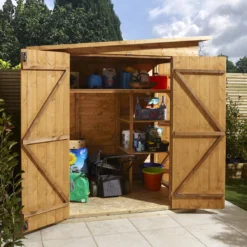 GoodHome Clapperton 6x4 Pent Dip Treated Shiplap Shed With Floor - Assembly Service Included -Hozelock Shop goodhome clapperton 6x4 pent dip treated shiplap shed with floor assembly service included5059340270159 09i