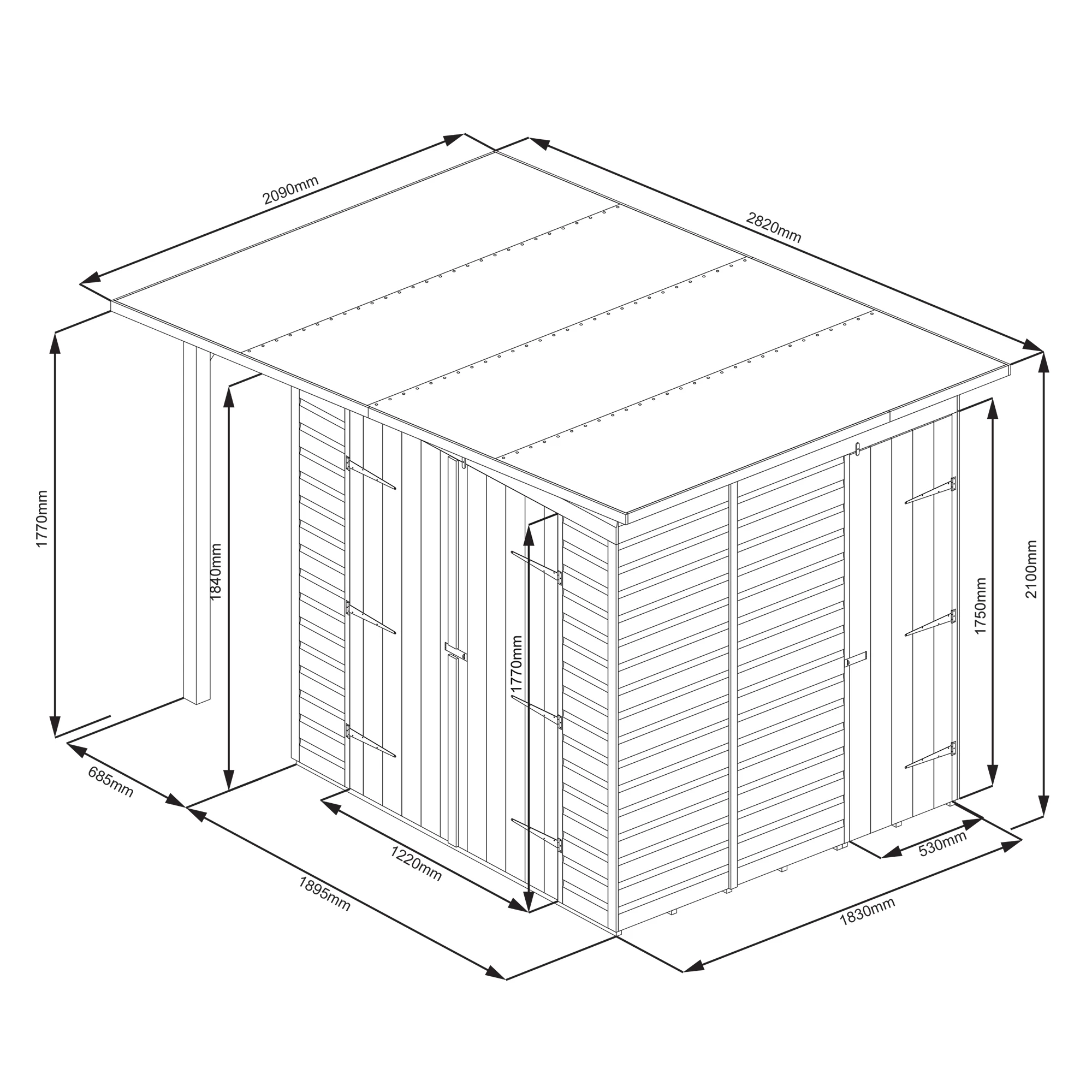 GoodHome Clapperton 8x6 Pent Dip Treated Shiplap Shed With Floor (Base Included) - Assembly Service Included 13 GoodHome Clapperton 8x6 Pent Dip Treated Shiplap Shed With Floor (Base Included) - Assembly Service Included - Image 13