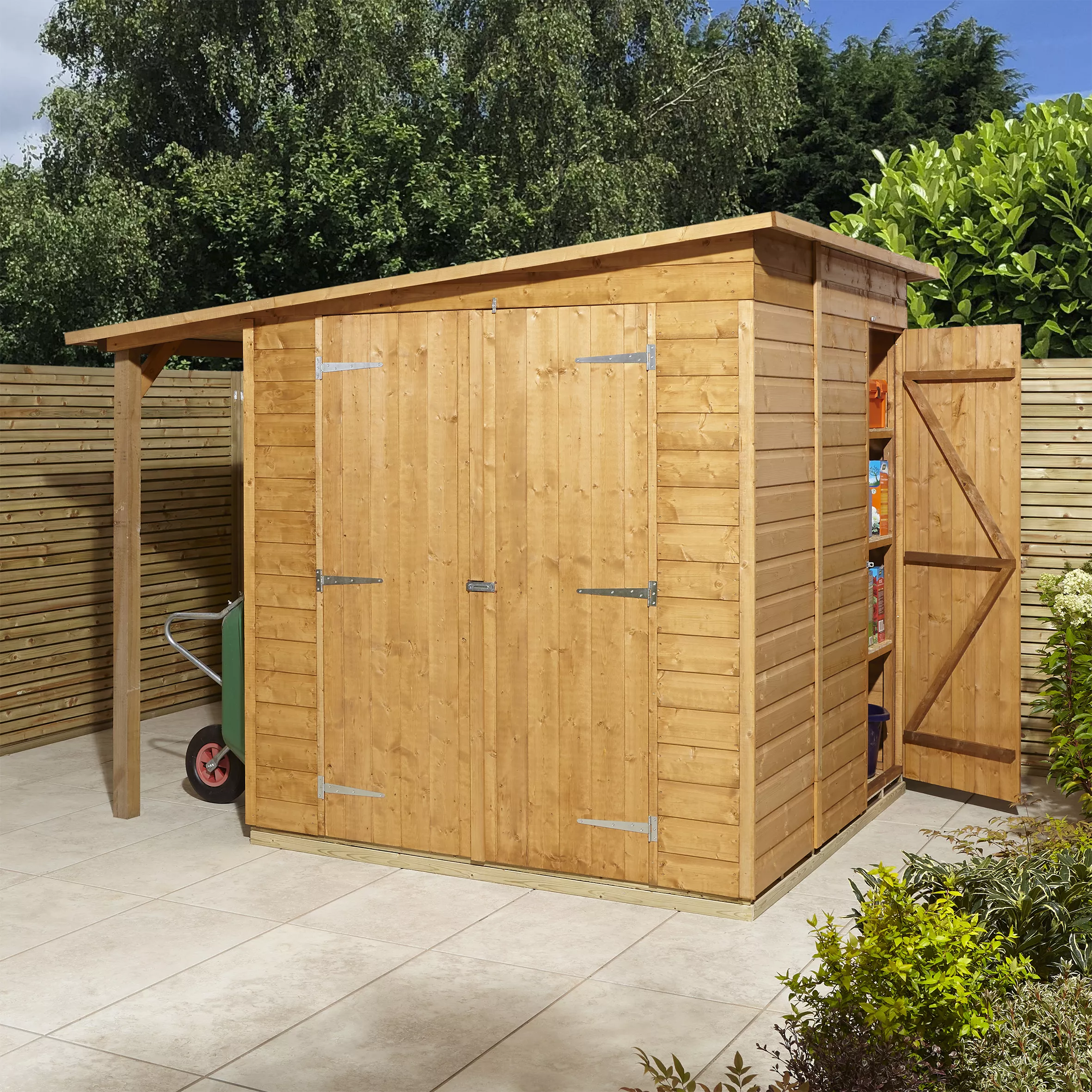 GoodHome Clapperton 8x6 Pent Dip Treated Shiplap Shed With Floor (Base Included) - Assembly Service Included 3 GoodHome Clapperton 8x6 Pent Dip Treated Shiplap Shed With Floor (Base Included) - Assembly Service Included - Image 3