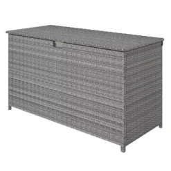 GoodHome Hamilton Steeple Grey Rattan Effect Storage Box (W) 125cm X (D) 55cm -Hozelock Shop goodhome hamilton steeple grey rattan effect storage box w 125cm x d 55cm5059340677392 01c