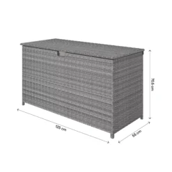 GoodHome Hamilton Steeple Grey Rattan Effect Storage Box (W) 125cm X (D) 55cm -Hozelock Shop goodhome hamilton steeple grey rattan effect storage box w 125cm x d 55cm5059340677392 02t