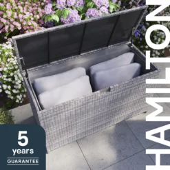GoodHome Hamilton Steeple Grey Rattan Effect Storage Box (W) 125cm X (D) 55cm -Hozelock Shop goodhome hamilton steeple grey rattan effect storage box w 125cm x d 55cm5059340677392 41i EN