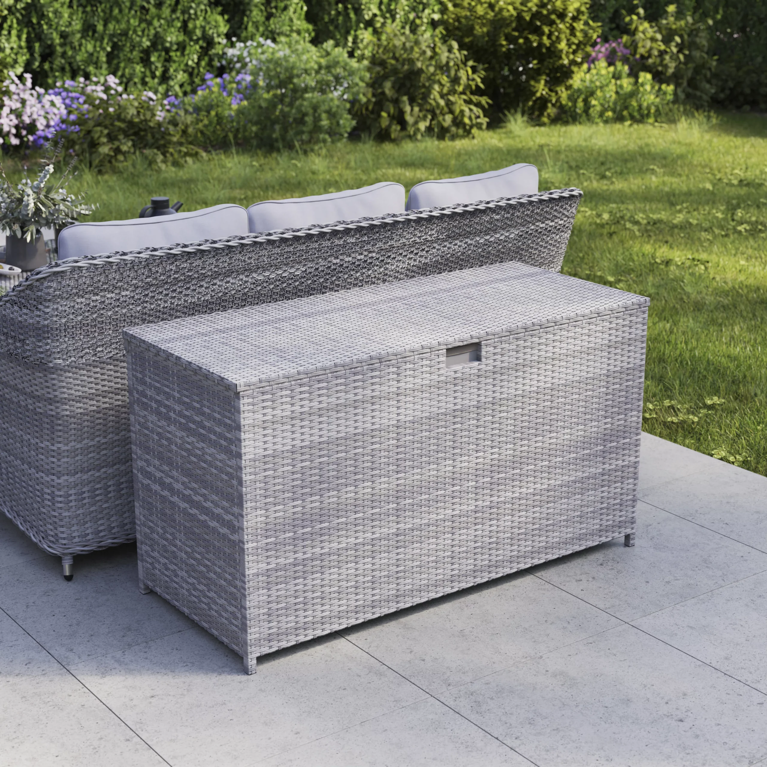 GoodHome Hamilton Steeple Grey Rattan Effect Storage Box (W) 180cm X (D) 65cm 1 GoodHome Hamilton Steeple Grey Rattan Effect Storage Box (W) 180cm X (D) 65cm