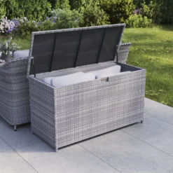 GoodHome Hamilton Steeple Grey Rattan Effect Storage Box (W) 180cm X (D) 65cm 21 GoodHome Hamilton Steeple Grey Rattan Effect Storage Box (W) 180cm X (D) 65cm -Hozelock Shop goodhome hamilton steeple grey rattan effect storage box w 180cm x d 65cm5059340677415 02i