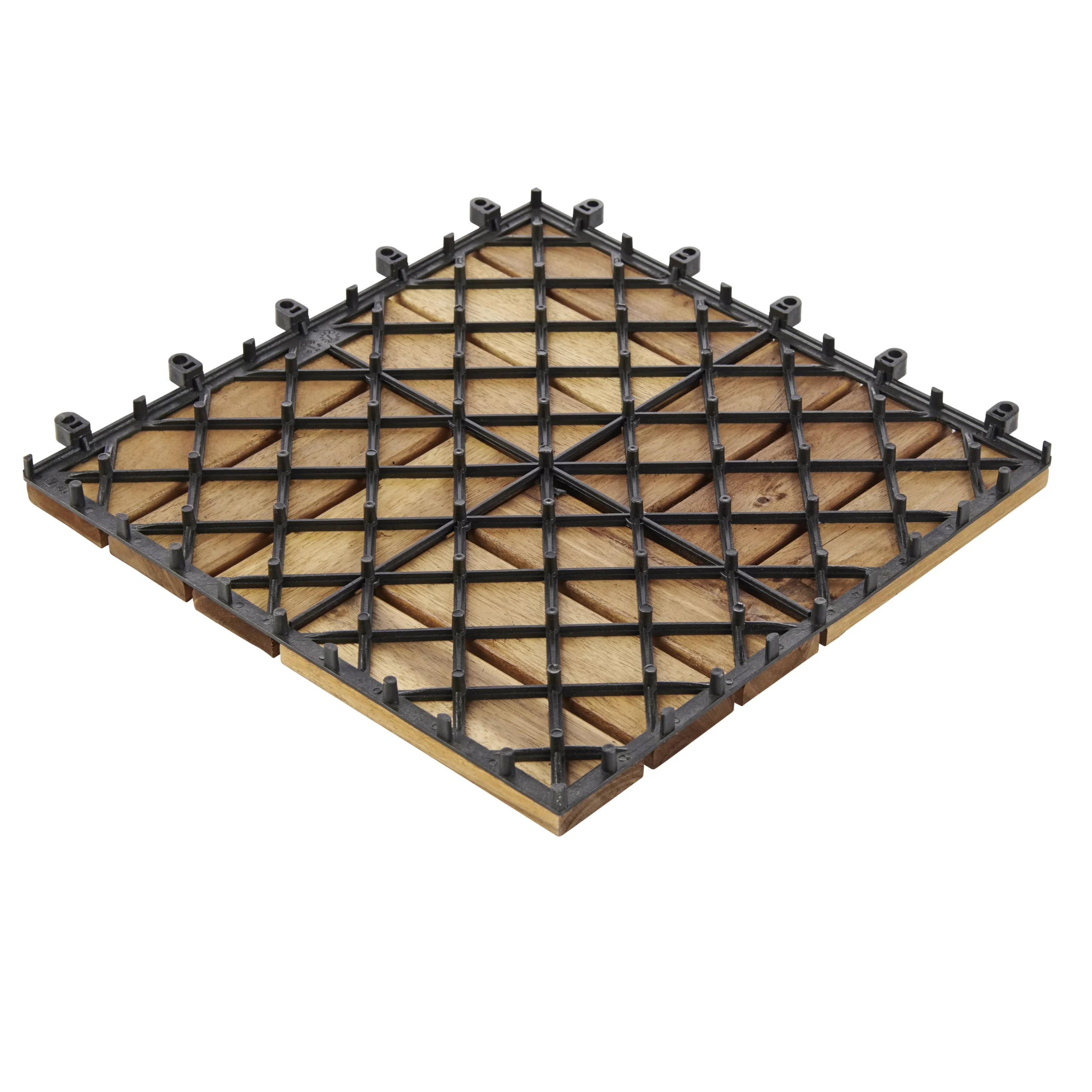 GoodHome Lempa Brown Acacia Clippable Deck Tile (L)0.3m (W)300mm (T)24mm, Pack Of 4 2 GoodHome Lempa Brown Acacia Clippable Deck Tile (L)0.3m (W)300mm (T)24mm, Pack Of 4 - Image 2