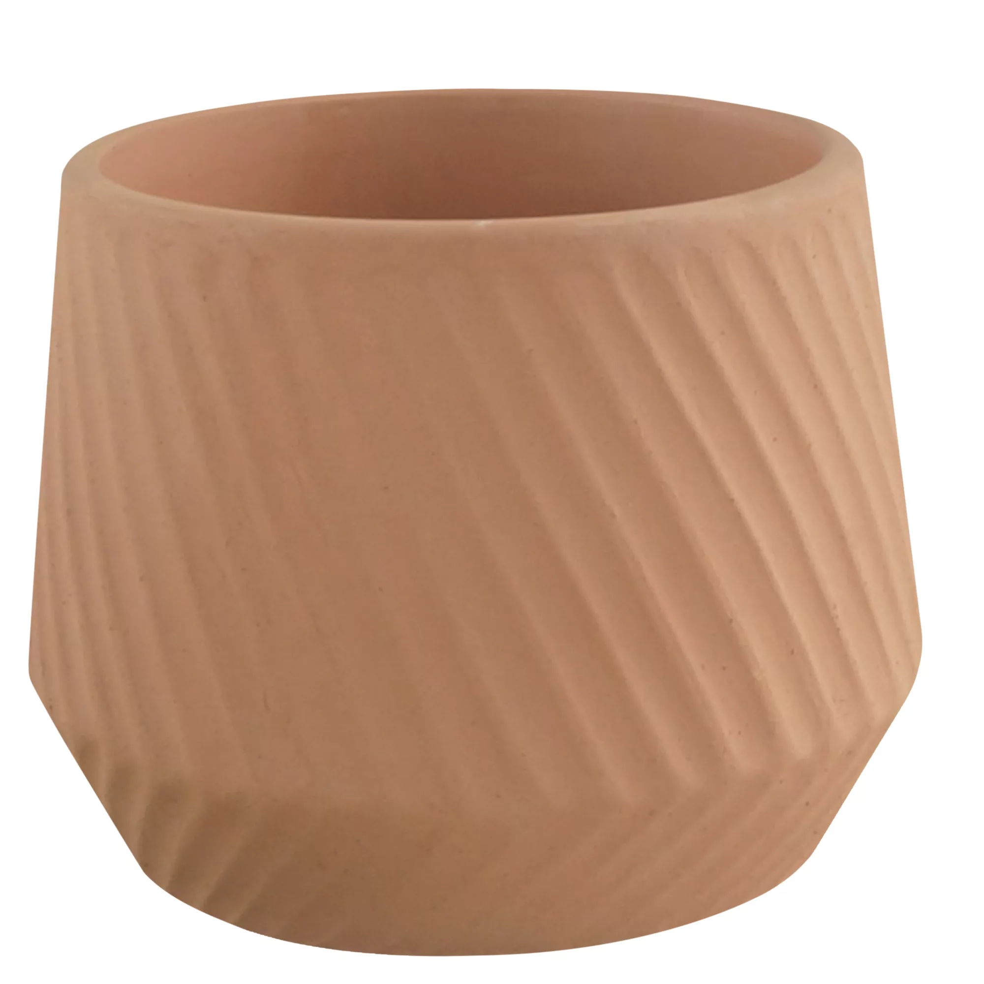 GoodHome Lummi Beige Terracotta Slanting Stripes Circular Plant Pot (Dia)23.5cm 1 GoodHome Lummi Beige Terracotta Slanting Stripes Circular Plant Pot (Dia)23.5cm