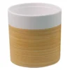 GoodHome Penan White Wood Effect Ceramic Circular Plant Pot (Dia)30cm