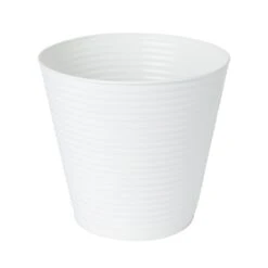 GoodHome White Metal Ribbed Circular Plant Pot (Dia)27.3cm
