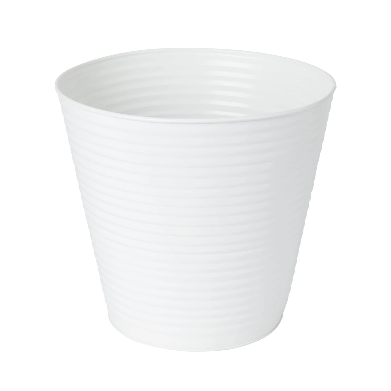 GoodHome White Metal Ribbed Circular Plant Pot (Dia)27.3cm 1 GoodHome White Metal Ribbed Circular Plant Pot (Dia)27.3cm