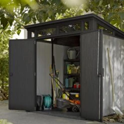 Keter Artisan 7x7 Ft Pent Tongue & Groove Grey Plastic Shed With Floor -Hozelock Shop keter artisan 7x7 ft pent tongue groove grey plastic shed with floor7290106933989 01i bq