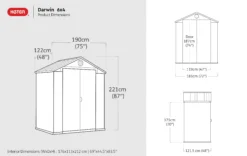 Keter Darwin 6x4 Grey Plastic Shed With Floor (Base Included) -Hozelock Shop keter darwin 6x4 grey plastic shed with floor base included 7290112634634 01t