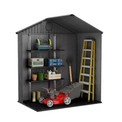 Keter Darwin 6x4 Grey Plastic Shed With Floor (Base Included) -Hozelock Shop keter darwin 6x4 grey plastic shed with floor base included 7290112634634 04t