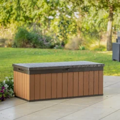 Keter Darwin Wood Effect 5x2 Garden Storage Bench Box 380L -Hozelock Shop keter darwin wood effect 5x2 garden storage bench box 380l7290112636225 03i bq