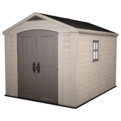 Keter Factor 8x11 Ft Apex Beige Plastic 2 Door Shed With Floor (Base Included)