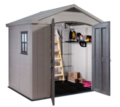Keter Factor 8x6 Apex Beige Plastic Shed With Floor -Hozelock Shop keter factor 8x6 apex beige plastic shed with floor7290103664947 02bq