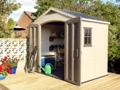 Keter Factor 8x6 Apex Beige Plastic Shed With Floor -Hozelock Shop keter factor 8x6 apex beige plastic shed with floor7290103664947 04bq