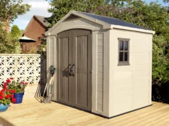 Keter Factor 8x6 Apex Beige Plastic Shed With Floor -Hozelock Shop keter factor 8x6 apex beige plastic shed with floor7290103664947 05bq