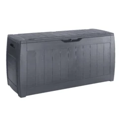 Keter Hollywood Wood Effect Plastic Garden Storage Box -Hozelock Shop keter hollywood wood effect plastic garden storage box7290103658441 03c bq