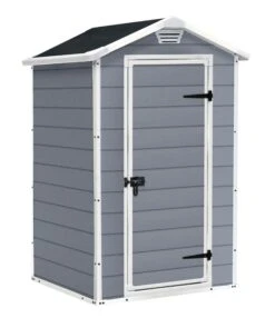 Keter Manor 4x3 Ft Apex Grey Plastic Shed (Base Included) -Hozelock Shop keter manor 4x3 ft apex grey plastic shed base included 7290106939677 03c