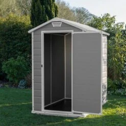 Keter Manor 6x4 Ft Gable Grey Plastic Shed With Floor -Hozelock Shop keter manor 6x4 ft gable grey plastic shed with floor7290103660352 03i BQ