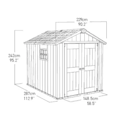 Keter Oakland 7.5x9 Apex Grey Plastic Shed With Floor -Hozelock Shop keter oakland 7 5x9 apex grey plastic shed with floor7290106928442 01t bq
