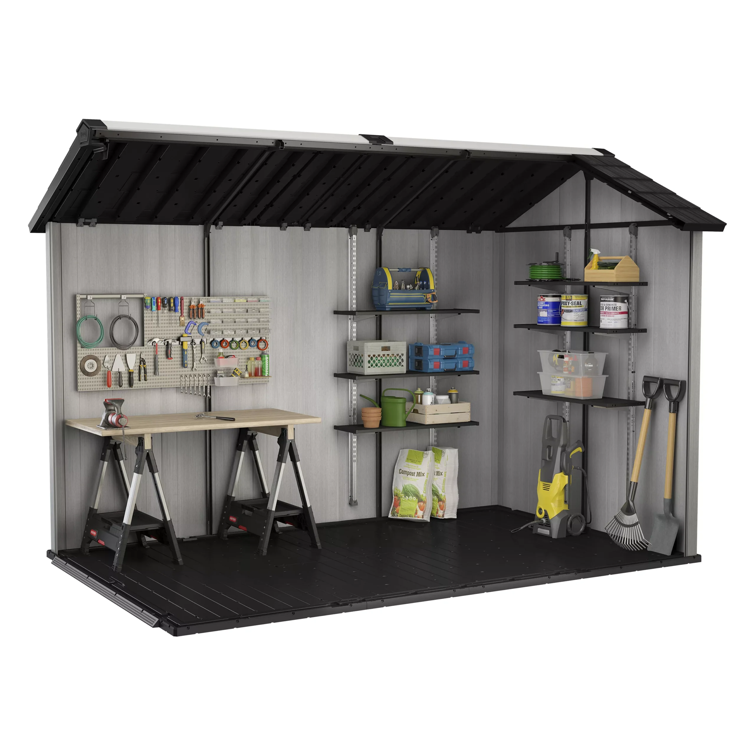 Keter Oakland Apex Tongue & Groove Grey Plastic Shed With Floor 9 Keter Oakland Apex Tongue & Groove Grey Plastic Shed With Floor - Image 9
