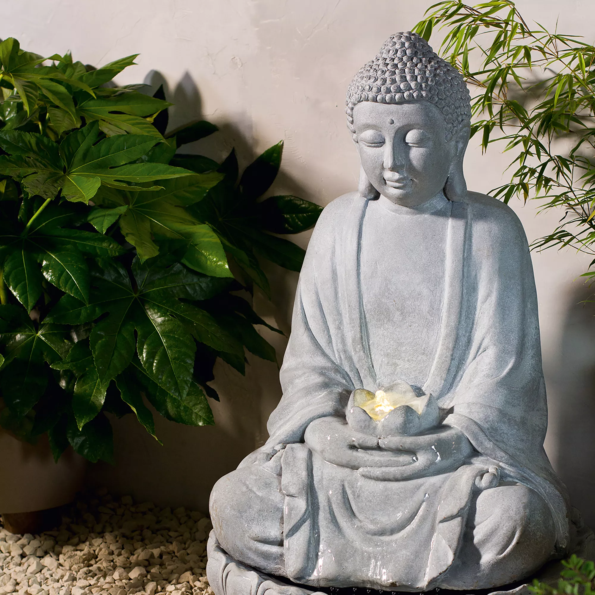 Mains-powered Buddha Water Feature With LED Lights (H)86cm 2 Mains-powered Buddha Water Feature With LED Lights (H)86cm - Image 2
