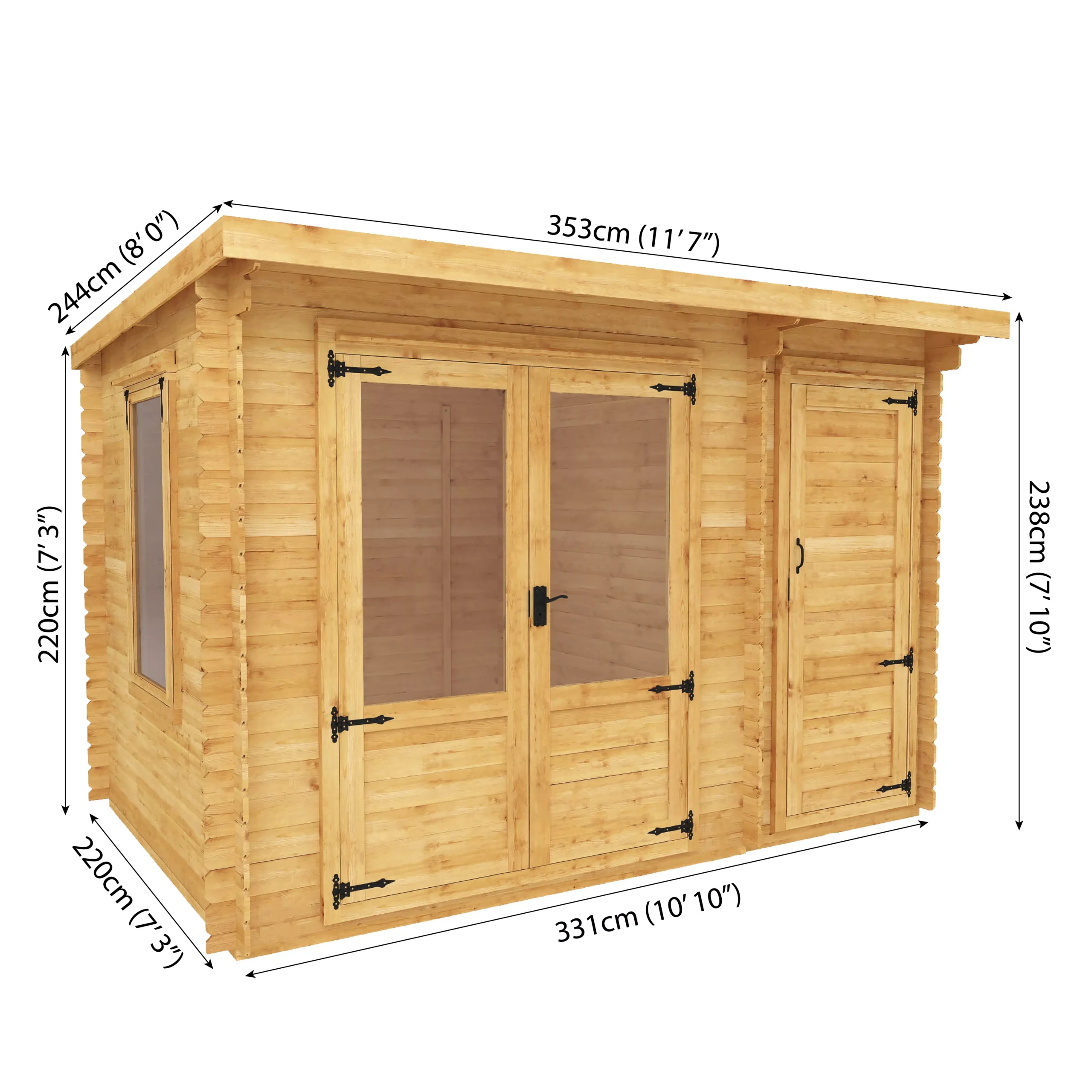 Mercia 11x8 Pent Tongue & Groove Cabin With Double Door 10 Mercia 11x8 Pent Tongue & Groove Cabin With Double Door - Image 10