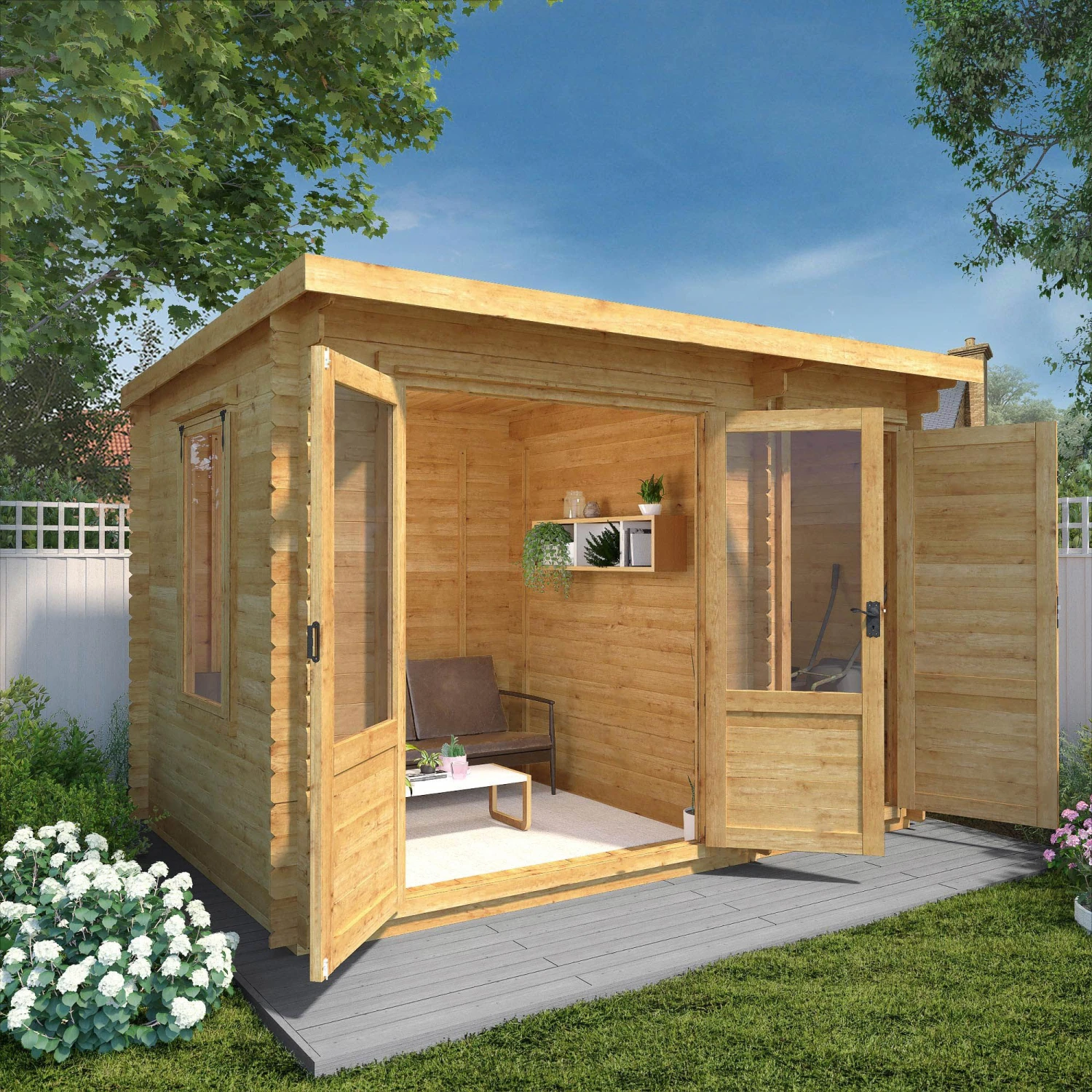 Mercia 11x8 Pent Tongue & Groove Cabin With Double Door 9 Mercia 11x8 Pent Tongue & Groove Cabin With Double Door - Image 9