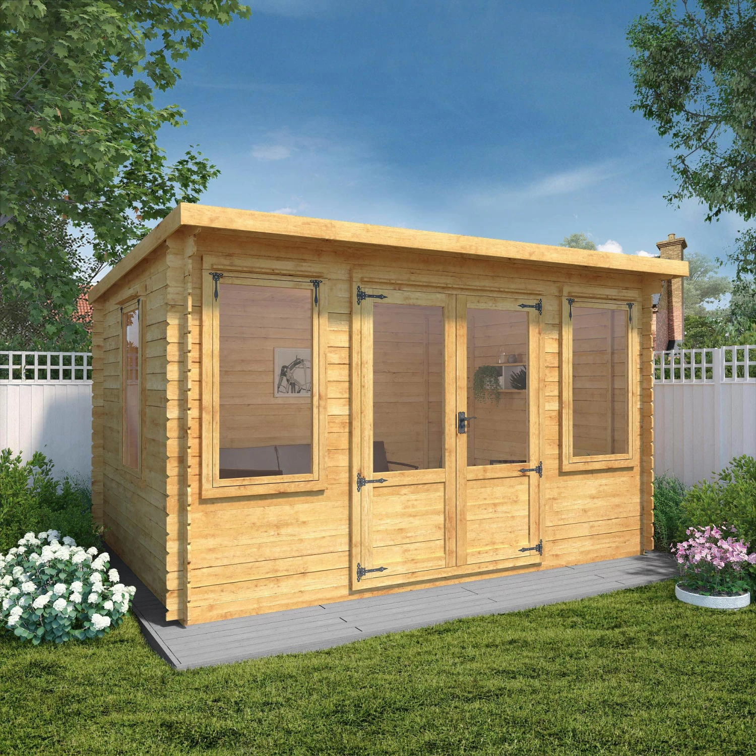 Mercia 13x10 Pent Tongue & Groove Cabin With Double Door 2 Mercia 13x10 Pent Tongue & Groove Cabin With Double Door - Image 2