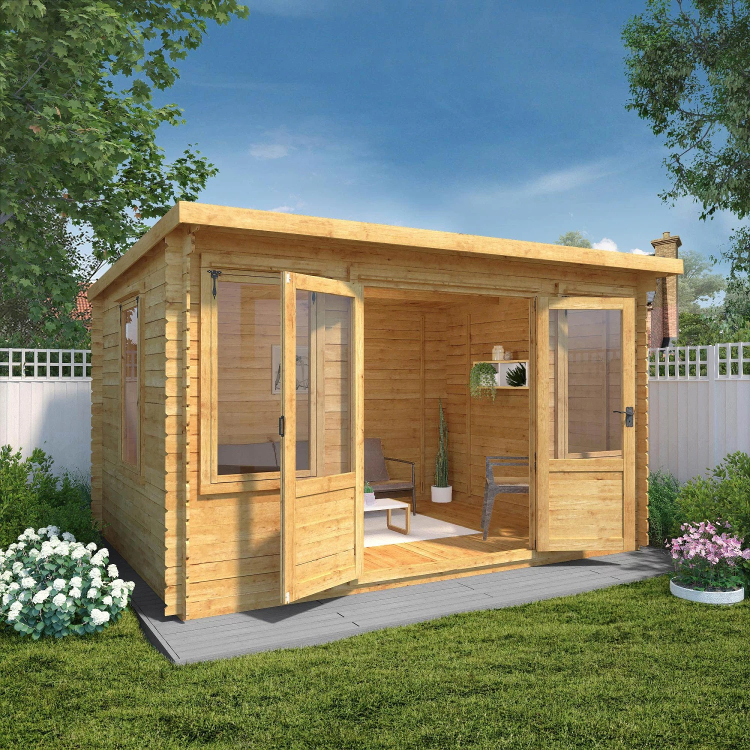 Mercia 13x10 Pent Tongue & Groove Cabin With Double Door 9 Mercia 13x10 Pent Tongue & Groove Cabin With Double Door - Image 9
