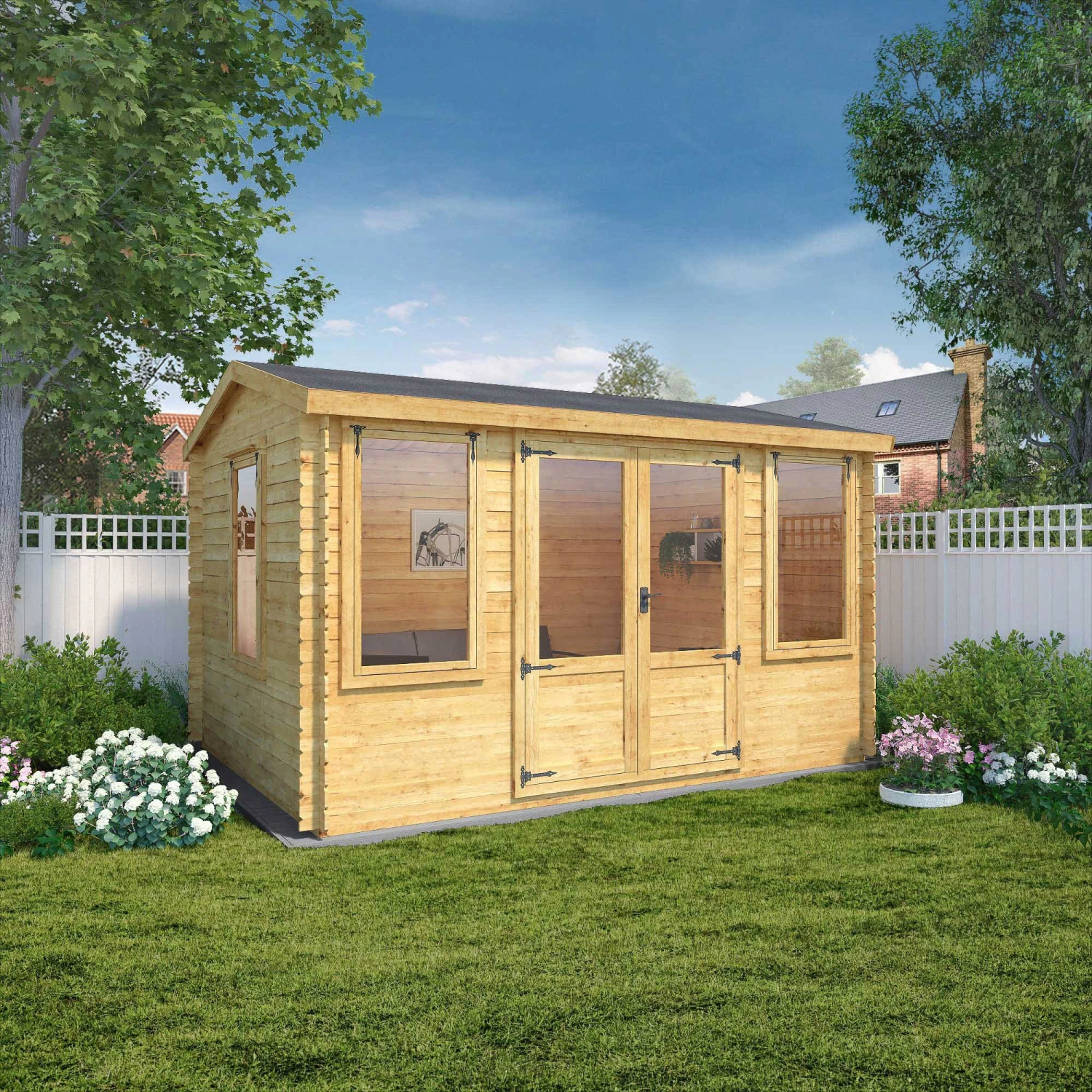 Mercia 13x10 Reverse Apex Tongue & Groove Cabin With Double Door 2 Mercia 13x10 Reverse Apex Tongue & Groove Cabin With Double Door - Image 2