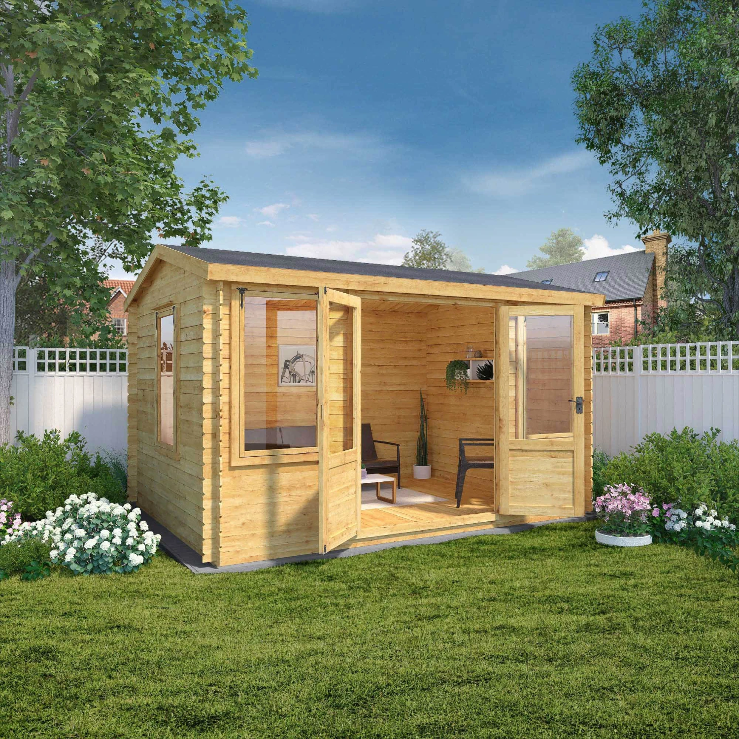 Mercia 13x10 Reverse Apex Tongue & Groove Cabin With Double Door 1 Mercia 13x10 Reverse Apex Tongue & Groove Cabin With Double Door