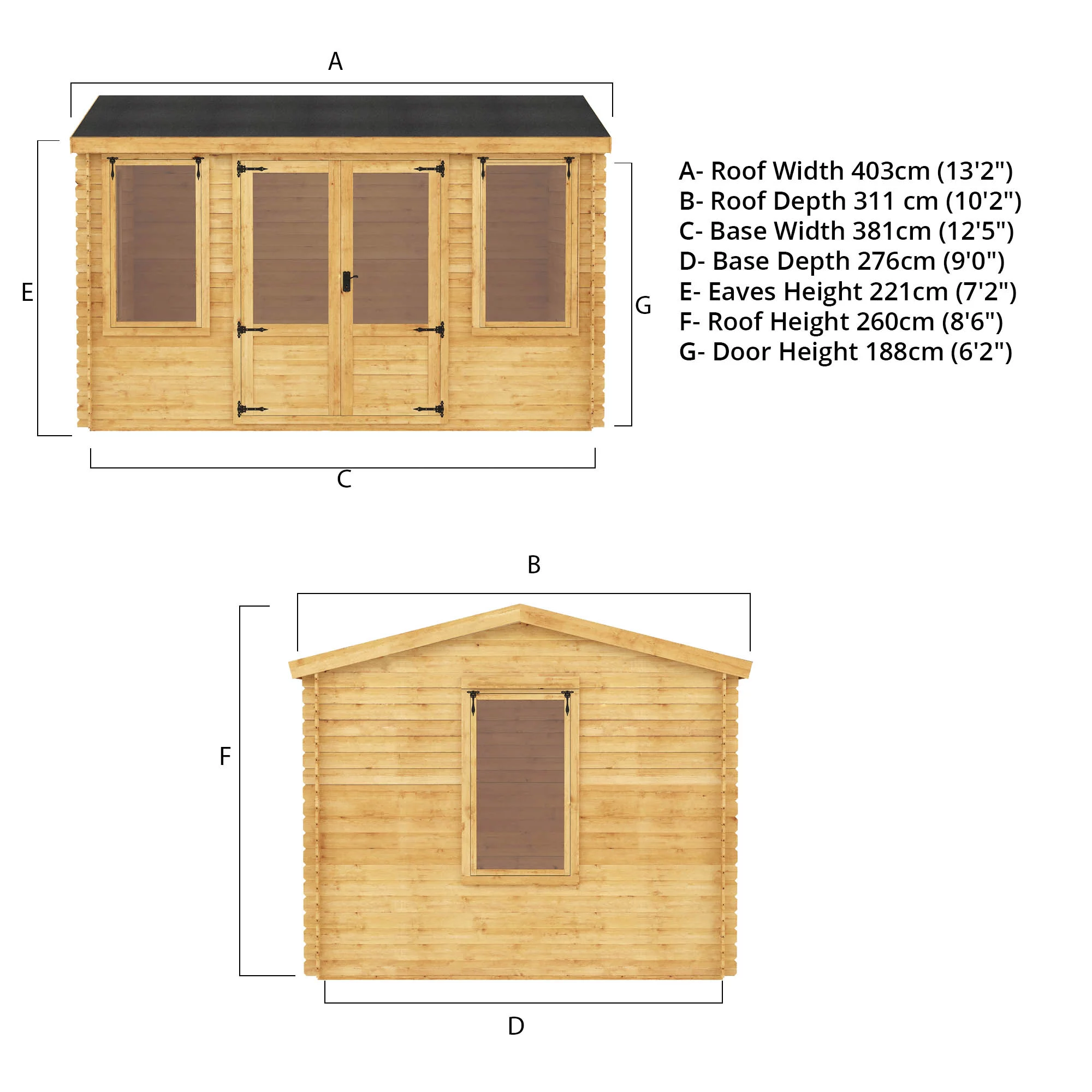 Mercia 13x10 Reverse Apex Tongue & Groove Cabin With Double Door 11 Mercia 13x10 Reverse Apex Tongue & Groove Cabin With Double Door - Image 11