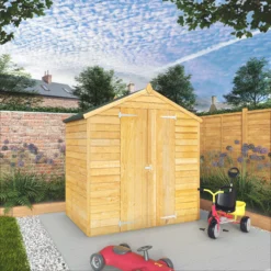 Mercia 6x4 Ft Apex Overlap Wooden 2 Door Shed With Floor -Hozelock Shop mercia 6x4 ft apex overlap wooden 2 door shed with floor5029442090993 01i