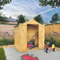 Mercia 6x4 Ft Apex Overlap Wooden 2 Door Shed With Floor