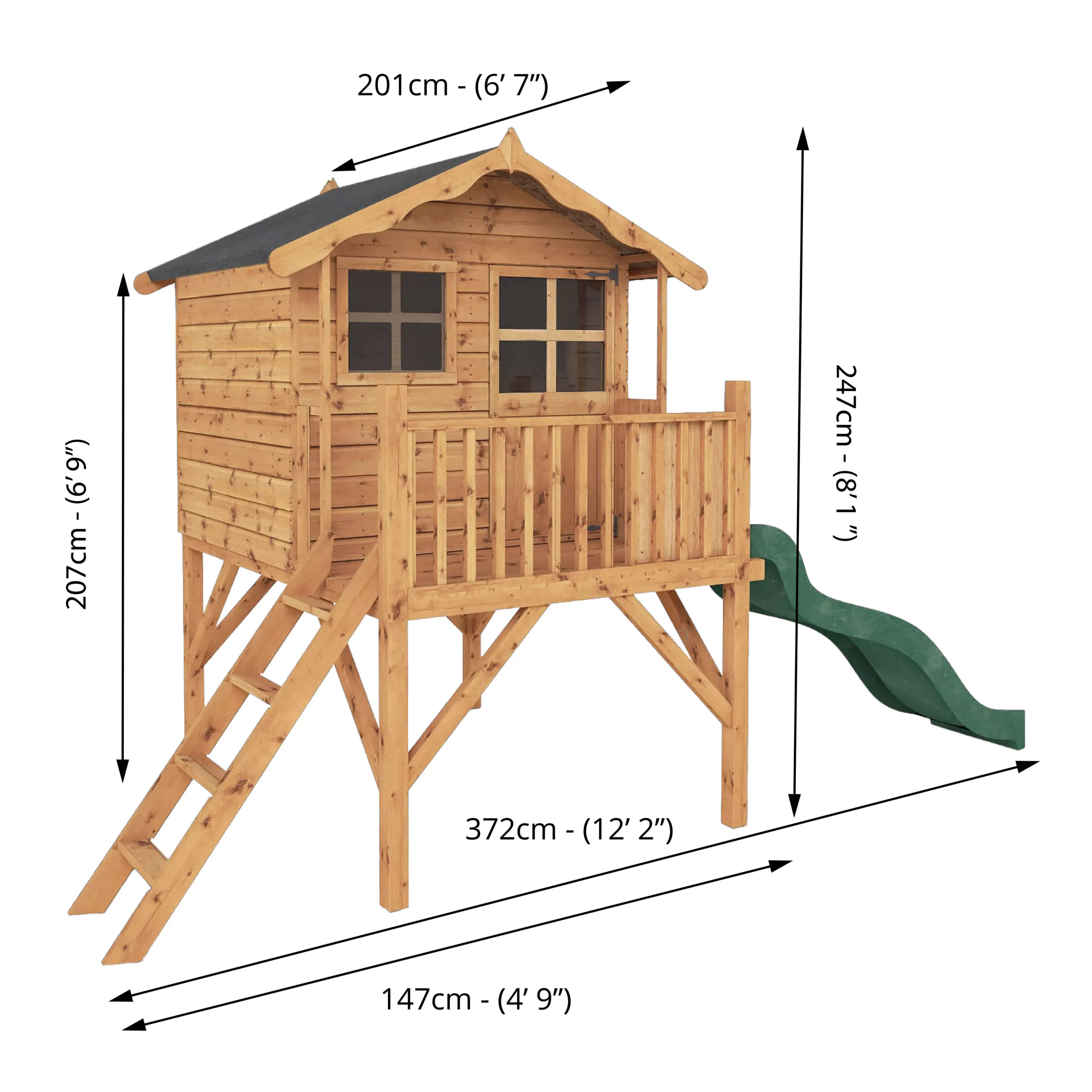 Mercia 7x5 Poppy European Softwood Tower Slide Playhouse Assembly Required 2 Mercia 7x5 Poppy European Softwood Tower Slide Playhouse Assembly Required - Image 2