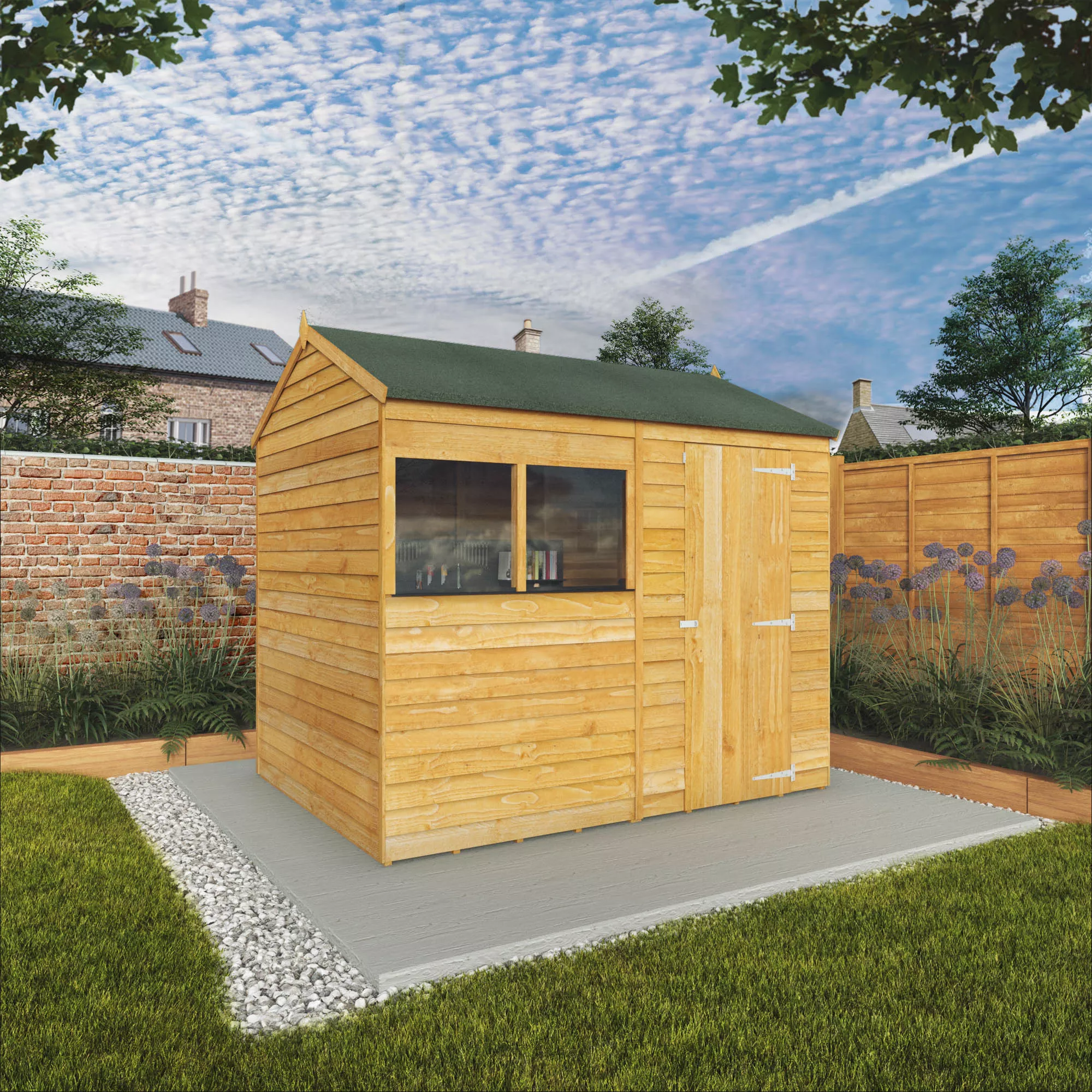 Mercia 8x6 Ft Reverse Apex Overlap Wooden 2 Windows Shed With Floor 7 Mercia 8x6 Ft Reverse Apex Overlap Wooden 2 Windows Shed With Floor - Image 7