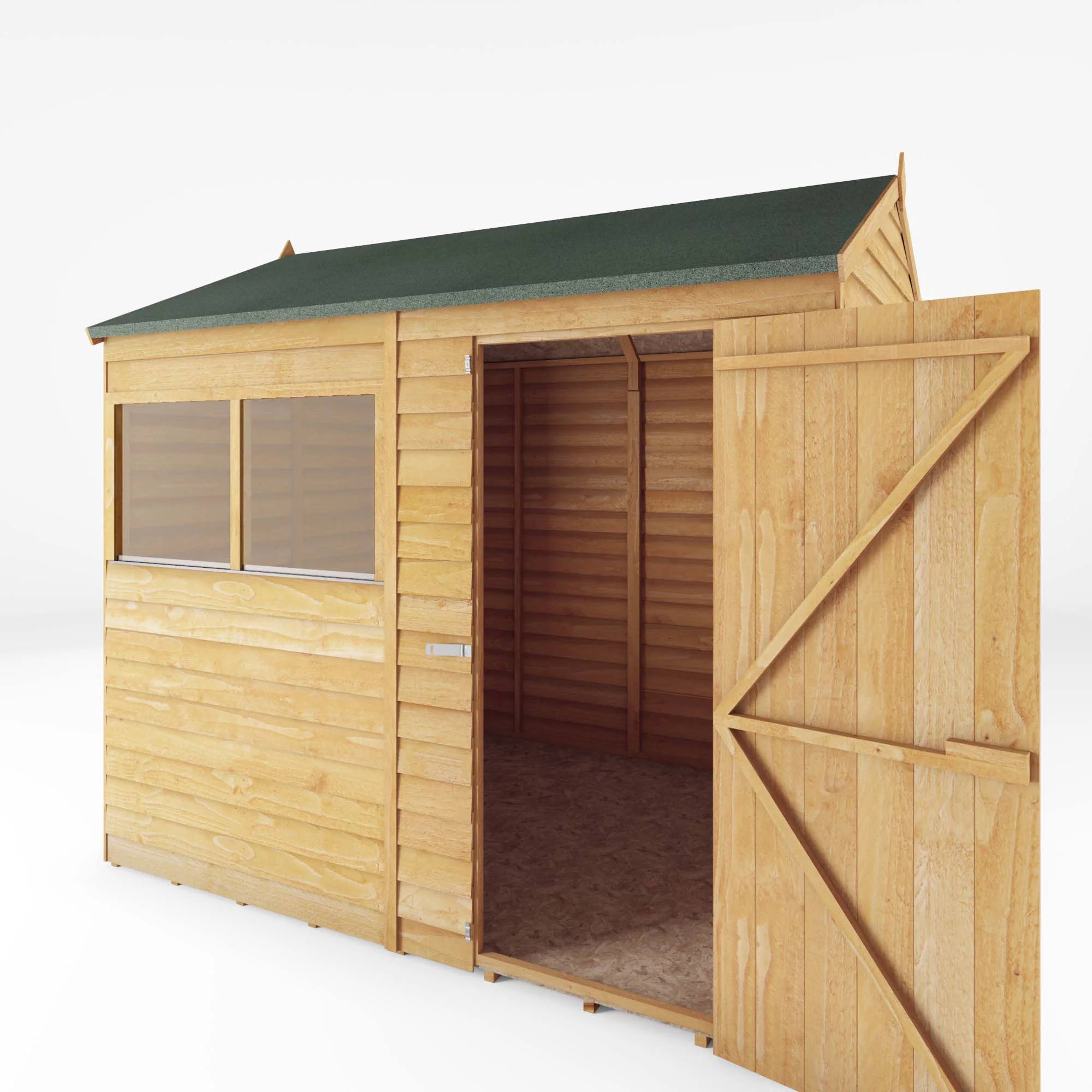 Mercia 8x6 Ft Reverse Apex Overlap Wooden 2 Windows Shed With Floor 4 Mercia 8x6 Ft Reverse Apex Overlap Wooden 2 Windows Shed With Floor - Image 4