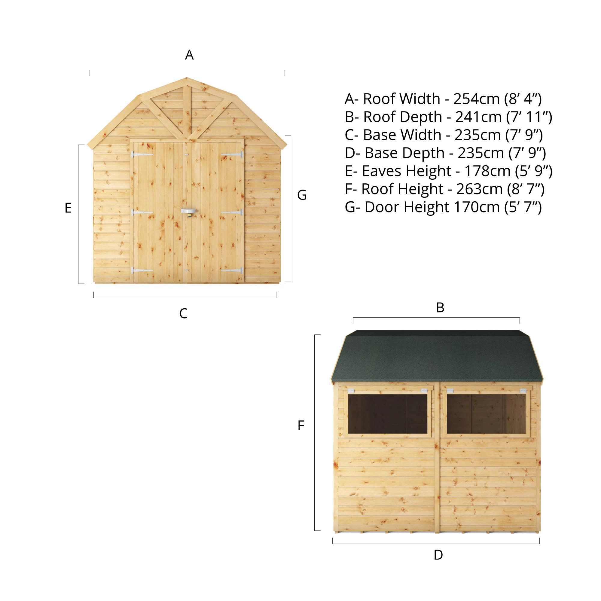 Mercia 8x8 Ft Barn Shiplap Wooden 2 Door Shed With Floor 9 Mercia 8x8 Ft Barn Shiplap Wooden 2 Door Shed With Floor - Image 9