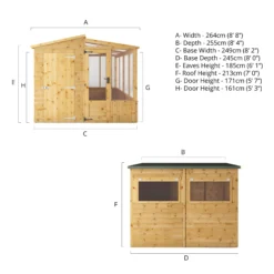 Mercia 8x8 Pent Greenhouse Combi Shed - Assembly Required -Hozelock Shop mercia 8x8 pent greenhouse combi shed assembly required5029442075655 01t