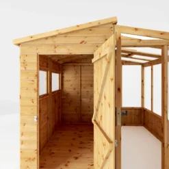 Mercia 8x8 Pent Greenhouse Combi Shed - Assembly Required -Hozelock Shop mercia 8x8 pent greenhouse combi shed assembly required5029442075655 03c