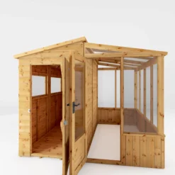 Mercia 8x8 Pent Greenhouse Combi Shed - Assembly Required -Hozelock Shop mercia 8x8 pent greenhouse combi shed assembly required5029442075655 04c