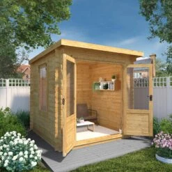 Mercia 8x8 Pent Tongue & Groove Cabin With Double Door -Hozelock Shop mercia 8x8 pent tongue groove cabin with double door5029442002439 02i bq