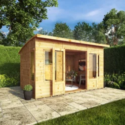 Mercia Helios 12x8 Ft Curved Shiplap Wooden Summer House With Double Door -Hozelock Shop mercia helios 12x8 ft curved shiplap wooden summer house with double door5029442007182 02i
