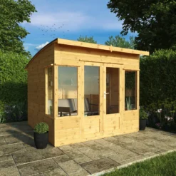 Mercia Helios 8x8 Ft Curved Shiplap Wooden Summer House With Double Door -Hozelock Shop mercia helios 8x8 ft curved shiplap wooden summer house with double door5029442073859 01i