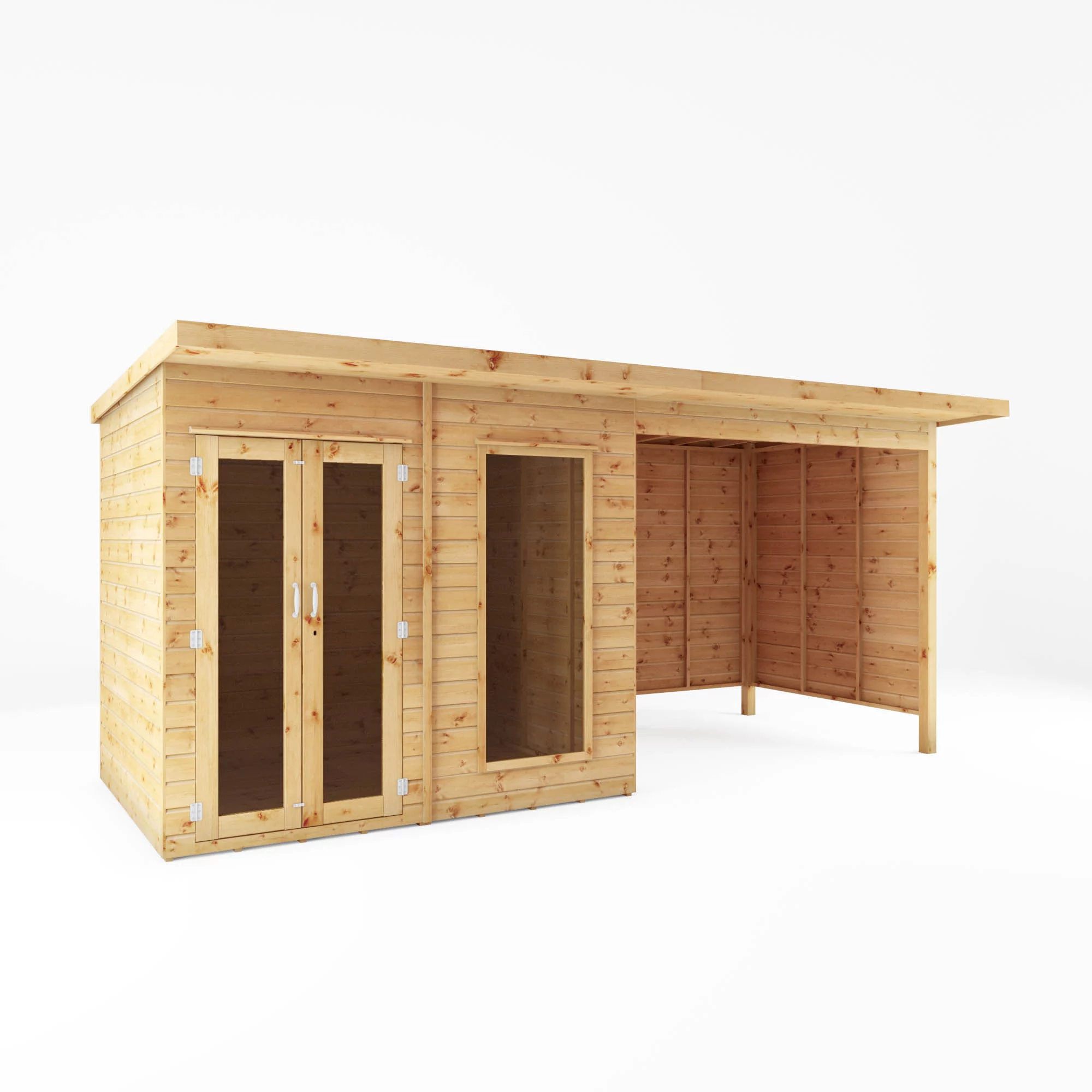 Mercia Maine 16x6 Ft Pent Shiplap Wooden Summer House With Double Door 2 Mercia Maine 16x6 Ft Pent Shiplap Wooden Summer House With Double Door - Image 2