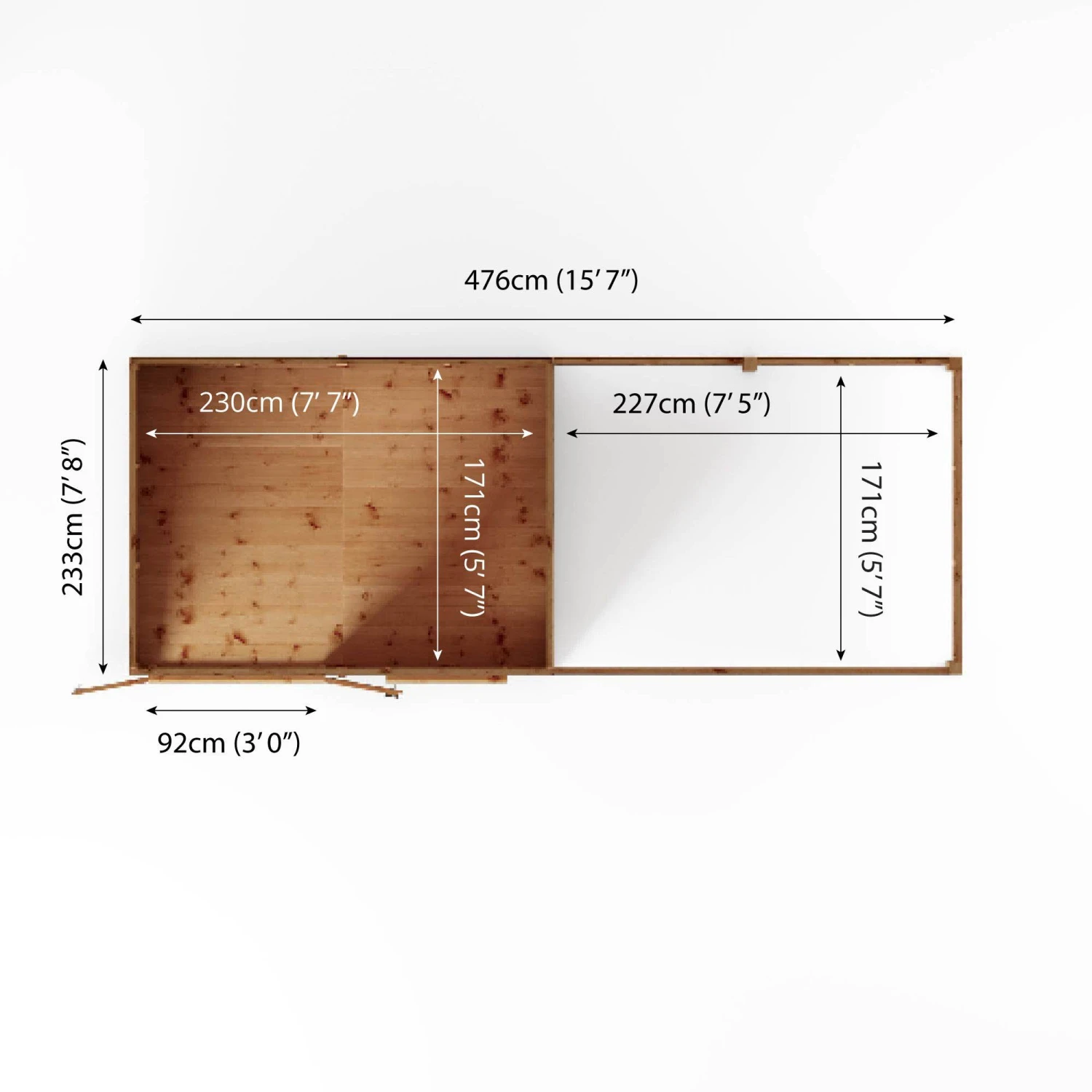 Mercia Maine 16x6 Ft Pent Shiplap Wooden Summer House With Double Door 9 Mercia Maine 16x6 Ft Pent Shiplap Wooden Summer House With Double Door - Image 9