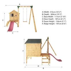 Mercia Snug Wooden Swing Set & Slide -Hozelock Shop mercia snug wooden swing set slide5029442008264 01t