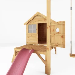 Mercia Snug Wooden Swing Set & Slide -Hozelock Shop mercia snug wooden swing set slide5029442008264 02i